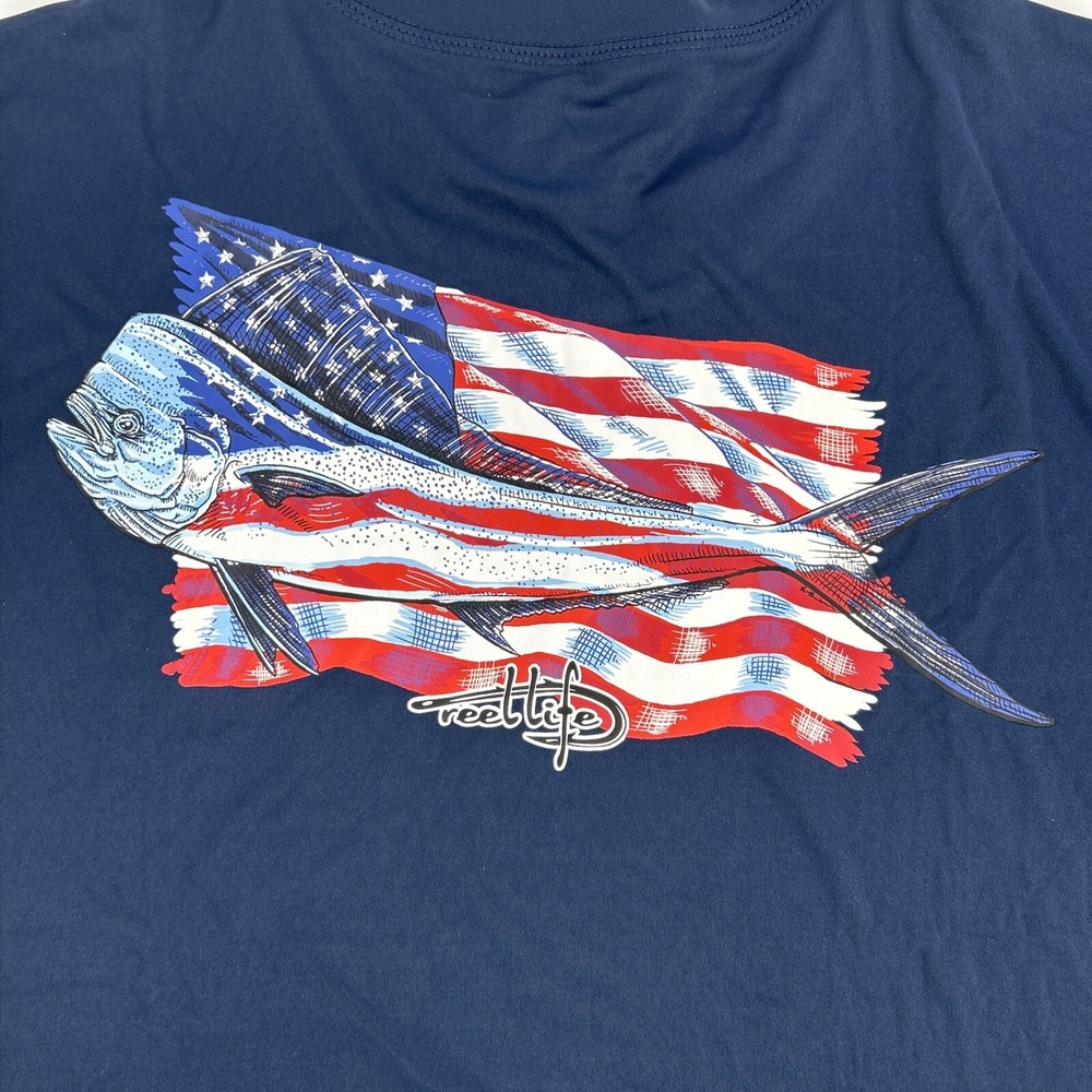 Reel Life Shirt XXXL Blue Sun Ray Defender‎ UPF 50+ Lightweight Fishing Flag NEW